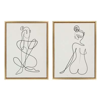 Sylvie Thinking of You Line Art and Sitting Beauty Framed Canvas Set by kateandlaurel - product image 2 for Resin Society