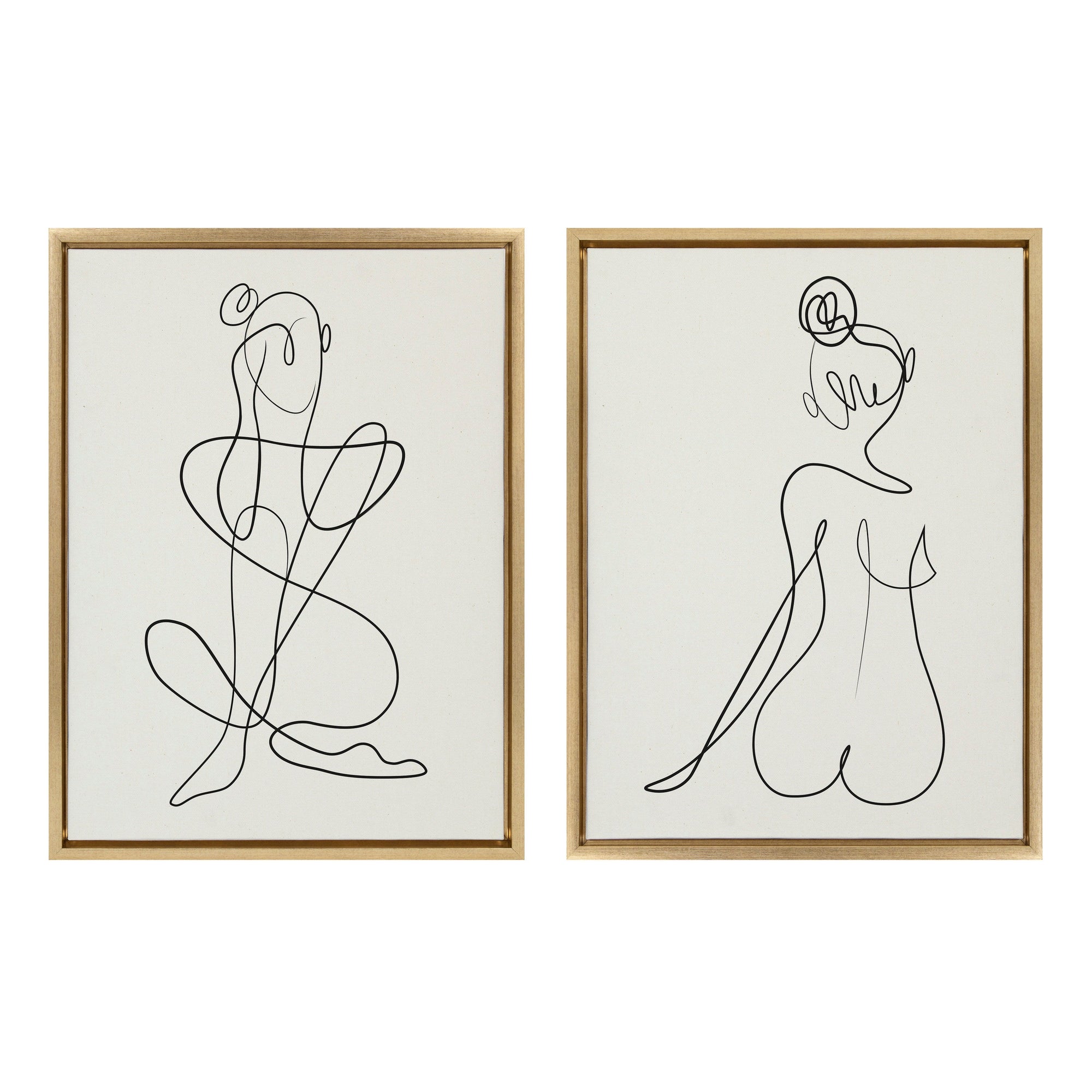 Sylvie Thinking of You Line Art and Sitting Beauty Framed Canvas Set by kateandlaurel - product image 8 for Resin Society