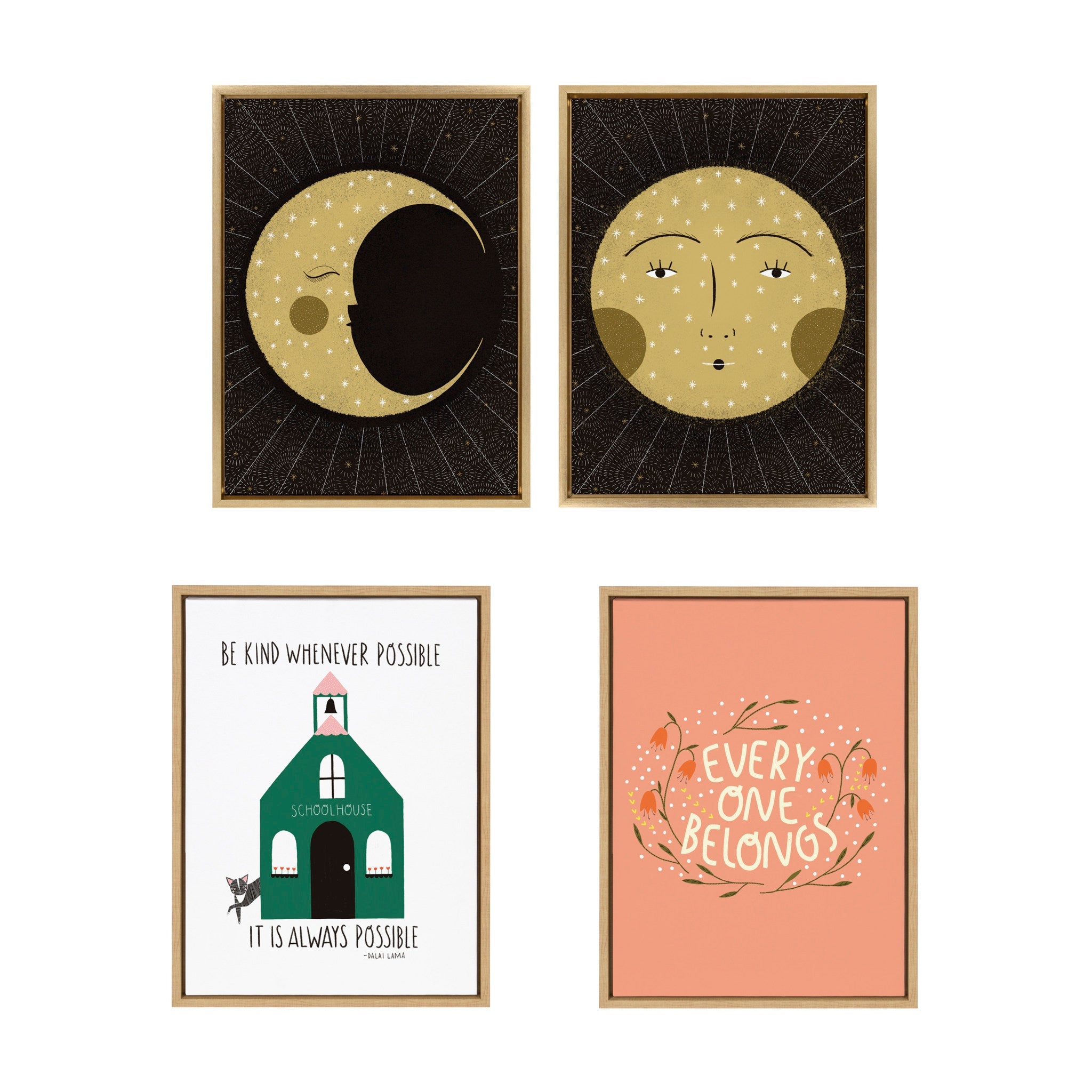 Sylvie Moon Print and Sun Print Framed Canvas Set by kateandlaurel - product image 4 for Resin Society
