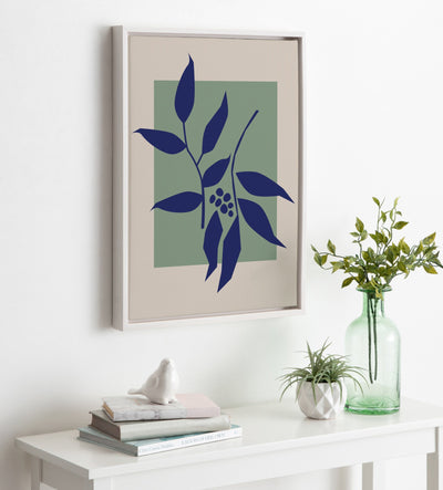 Sylvie Colorful Retro Botanical Green and Blue Framed Canvas by kateandlaurel - product image 5 for Resin Society