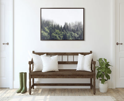 Sylvie Lush Green Forest On A Foggy Day Framed Canvas
