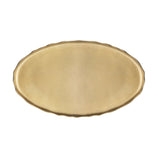 Oval coffee table top with textured gold surface and gently scalloped edges, shown from above against a white background