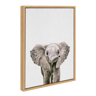 Sylvie Baby Elephant Color Framed Canvas by kateandlaurel - main product image for Resin Society
