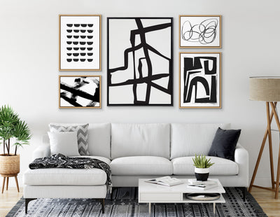 Sylvie Bold Sophisticated Abstract Black Stroke Framed Canvas by kateandlaurel - product image 11 for Resin Society
