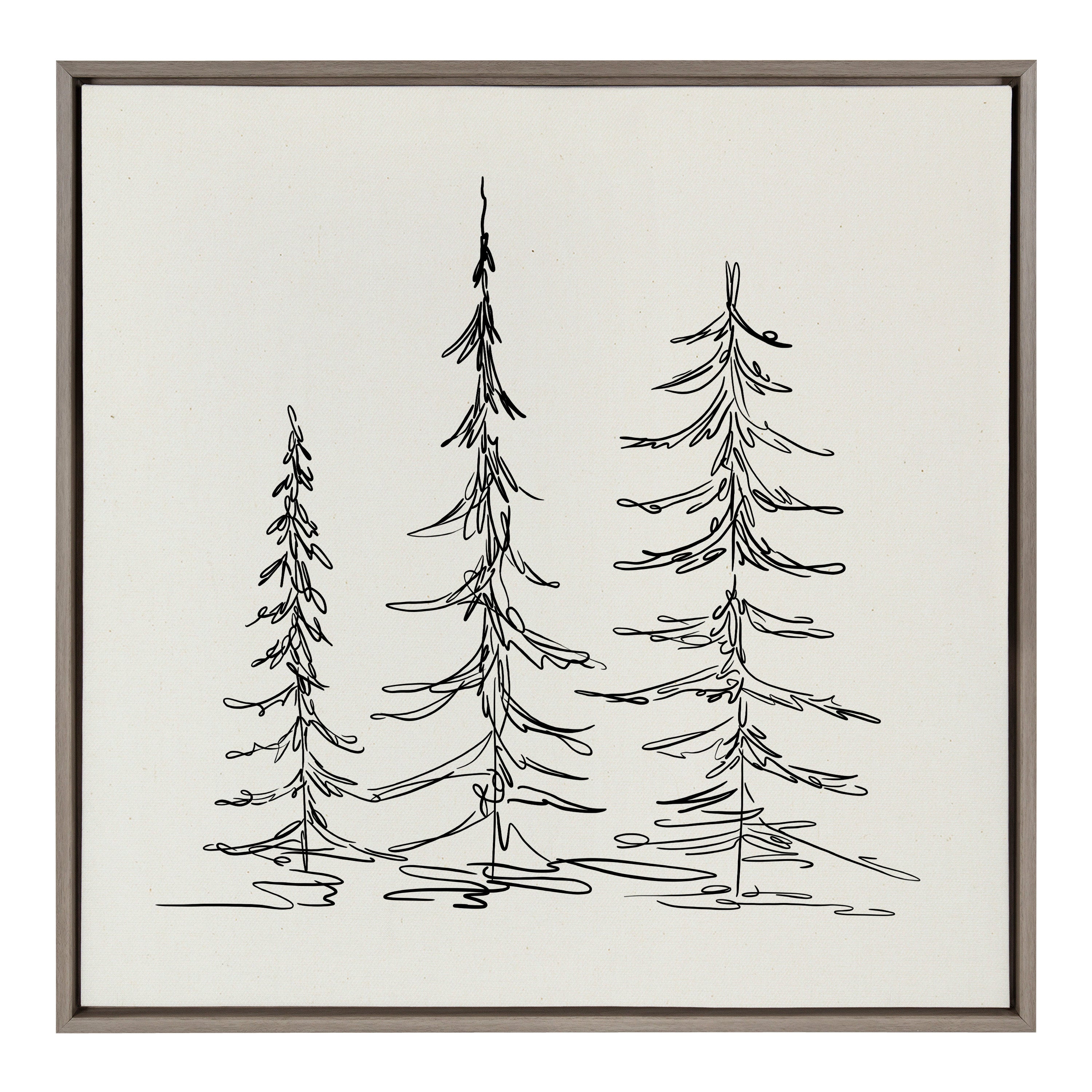 Sylvie Minimalist Evergreen Trees Sketch Framed Canvas by kateandlaurel - product image 12 for Resin Society