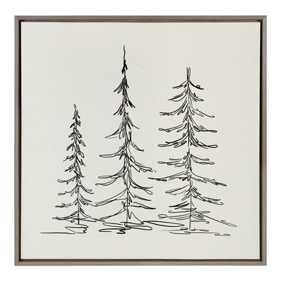 Sylvie Minimalist Evergreen Trees Sketch Framed Canvas by kateandlaurel - product image 12 for Resin Society