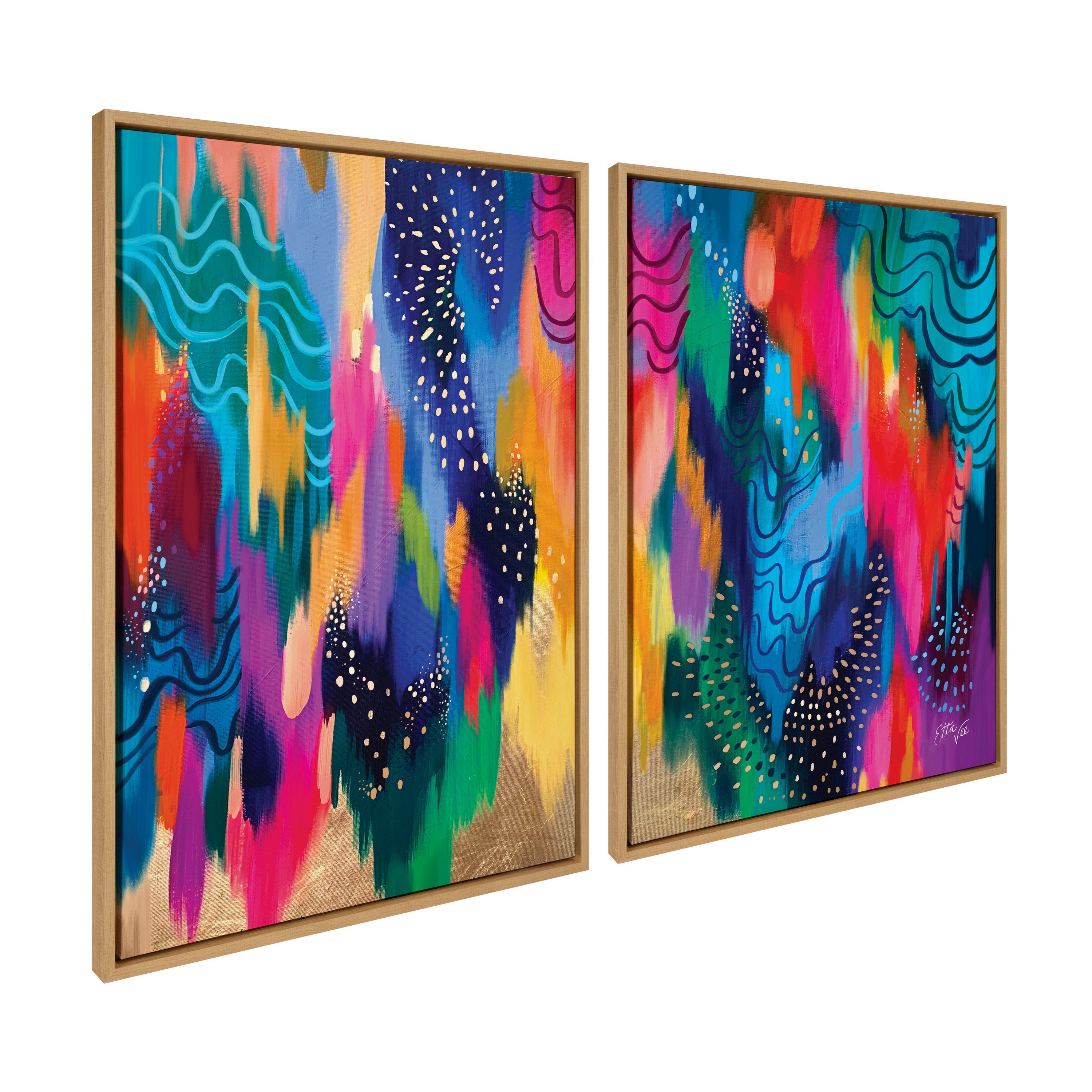 Sylvie EV Brushstroke 128 Left and Right Framed Canvas Art Set by Jessi Raulet of Ettavee