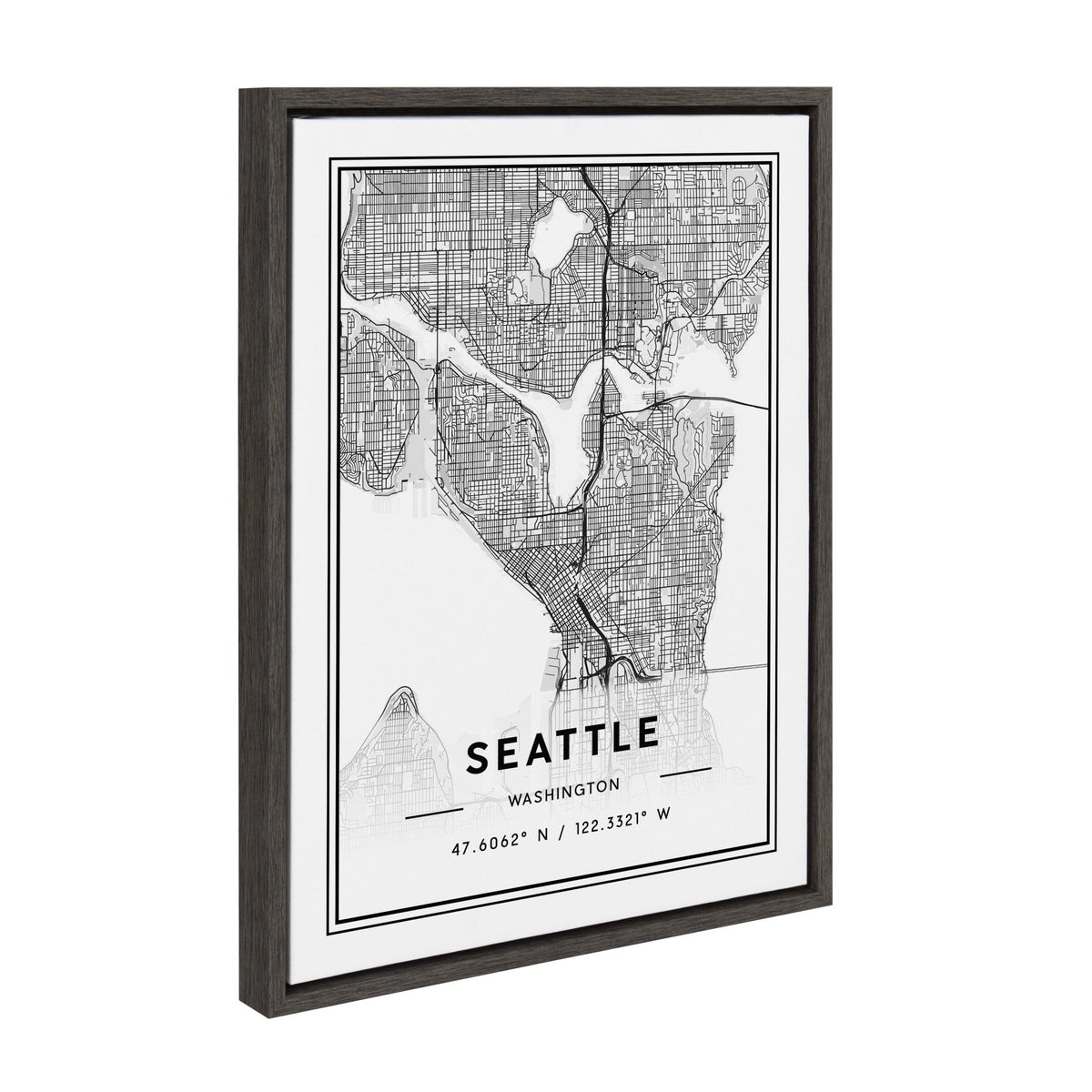 Sylvie Seattle Modern Map Framed Canvas by kateandlaurel - product image 2 for Resin Society