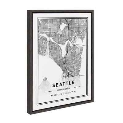 Sylvie Seattle Modern Map Framed Canvas by kateandlaurel - product image 2 for Resin Society