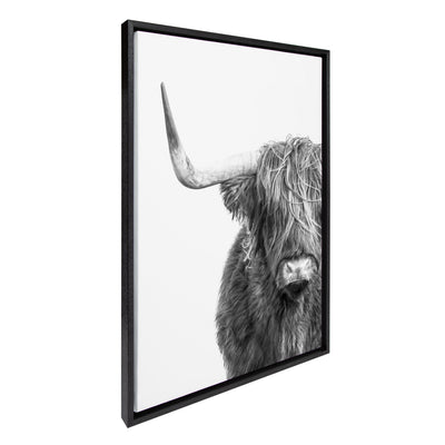 Sylvie B&W Highland Cow No. 1 Framed Canvas by Amy Peterson Art Studio