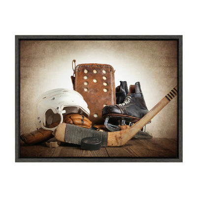 Sylvie Hockey Gear Framed Canvas by kateandlaurel - main product image for Resin Society