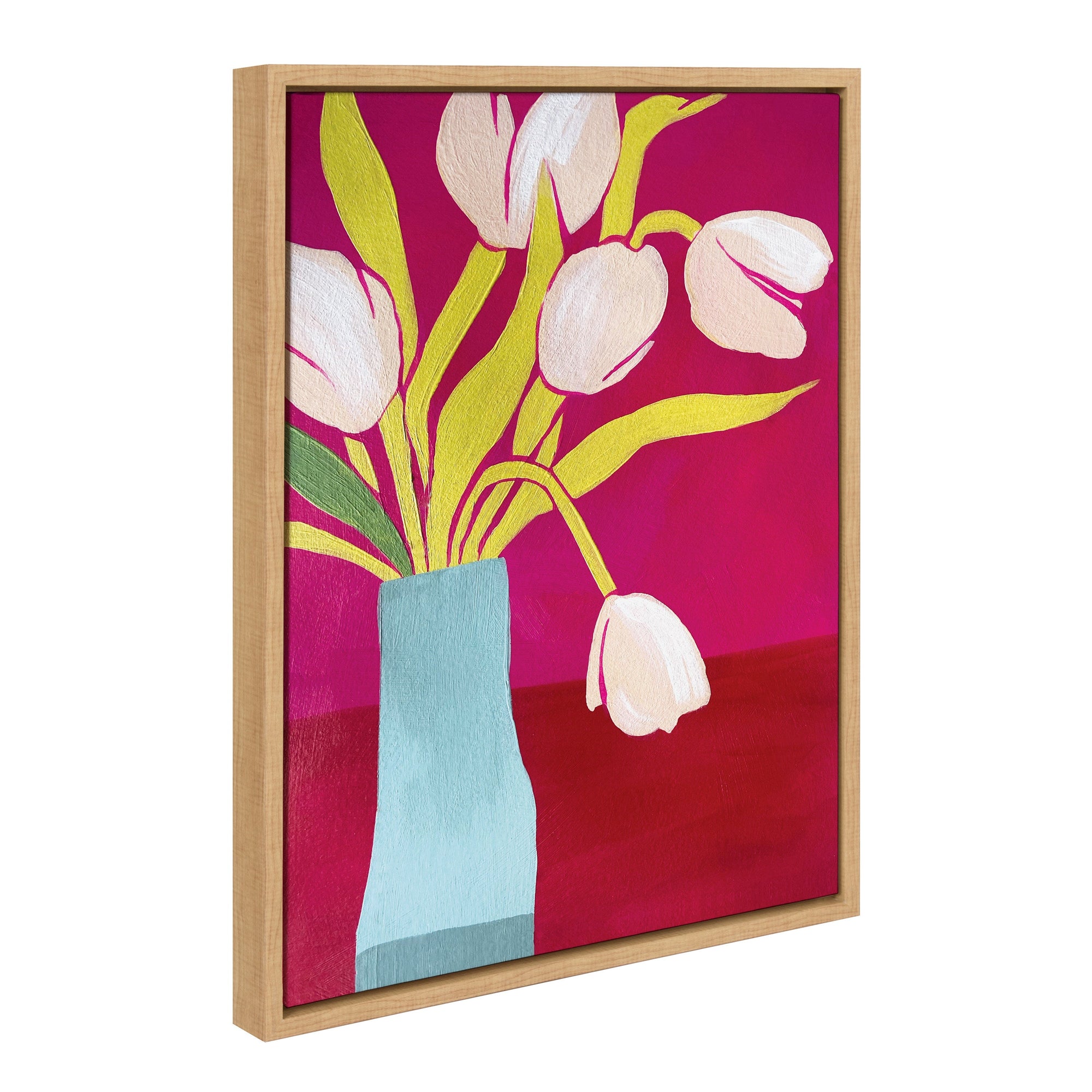 Sylvie Pink Tulips Framed Canvas by kateandlaurel - main product image for Resin Society