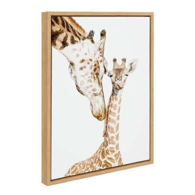 Sylvie Mother and Baby Giraffe Portrait Framed Canvas by Amy Peterson Art Studio