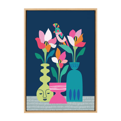 Sylvie Mid Century Modern Magnolias Framed Canvas by kateandlaurel - product image 9 for Resin Society