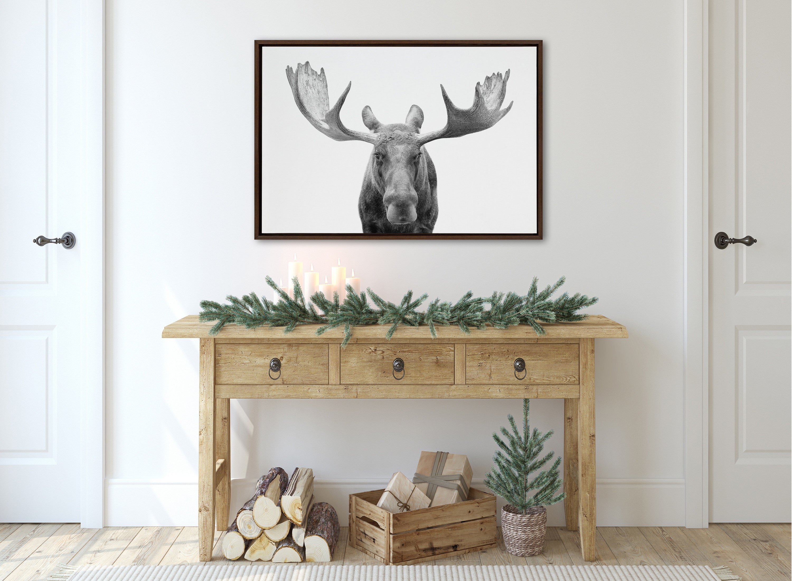 Sylvie Moose Black and White Framed Canvas by Amy Peterson Art Studio