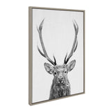 Black and white framed canvas art depicting a red deer in silhouette by Simon Te