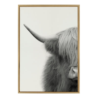 Sylvie Hey Dude Highland Cow Crop Framed Canvas by The Creative Bunch