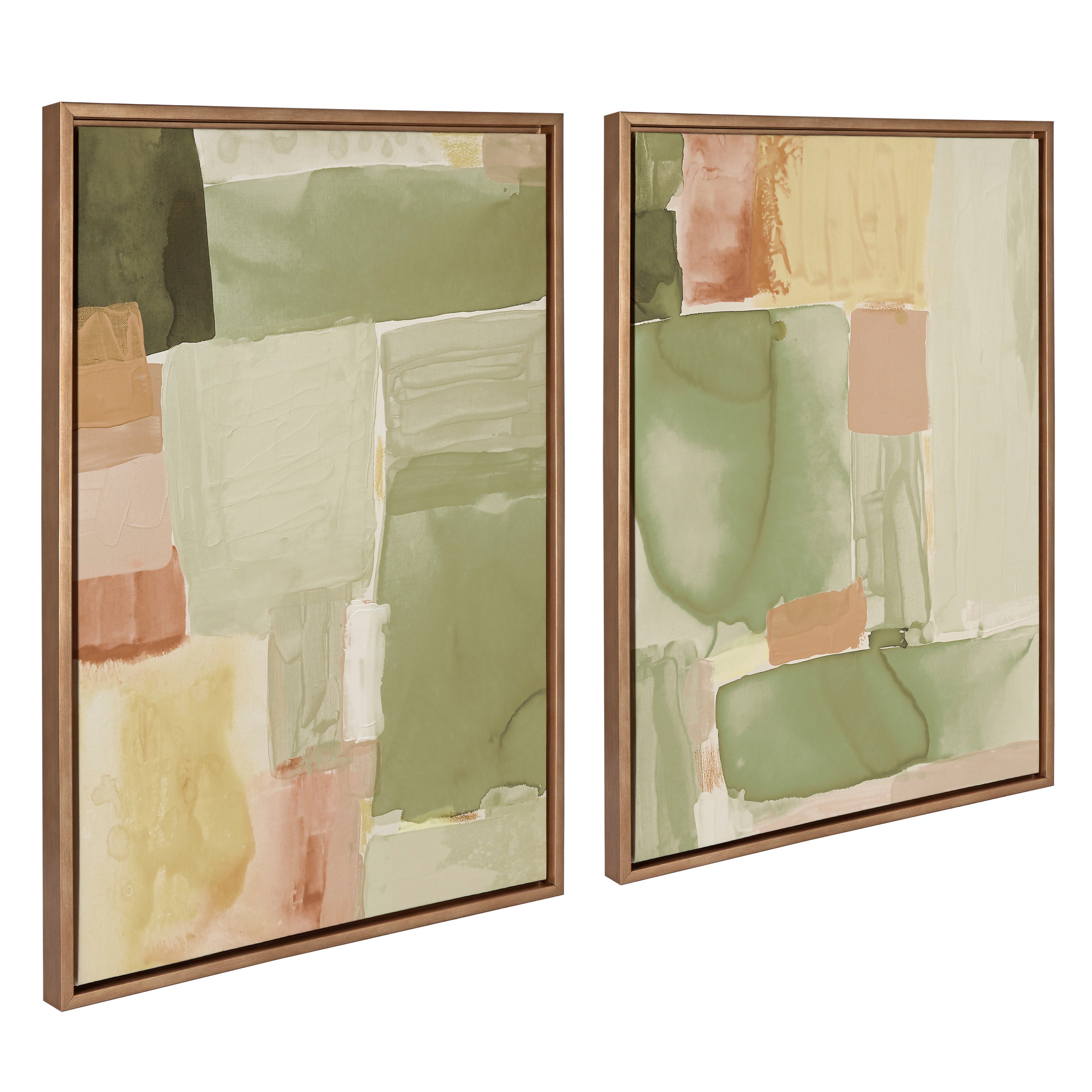 Sylvie United Colors III and IV framed canvas art set displaying soft watercolor tones in lightweight frames