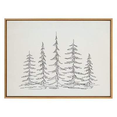 Sylvie Minimalist Evergreen Trees Sketch Framed Canvas by kateandlaurel - product image 20 for Resin Society