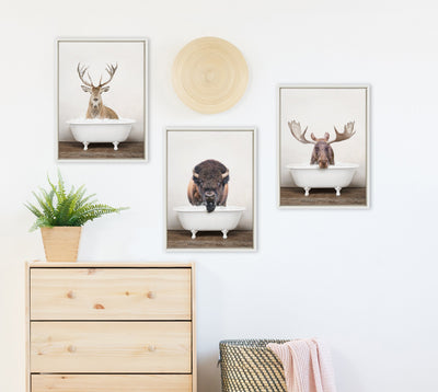 Sylvie Male Deer in Rustic Bath Framed Canvas by kateandlaurel - product image 11 for Resin Society