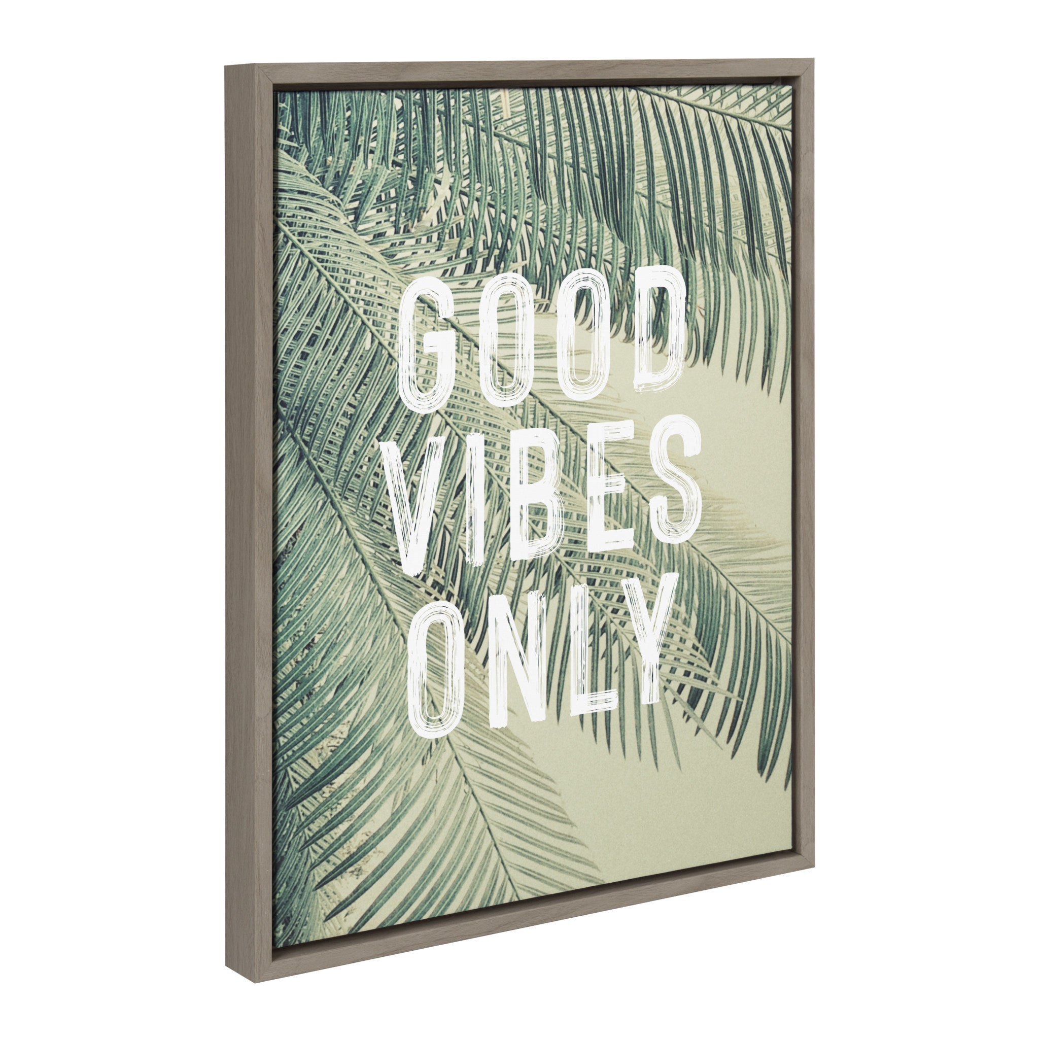 Sylvie Vintage Tropical Palms Good Vibes Only Framed Canvas by The by kateandlaurel - product image 2 for Resin Society
