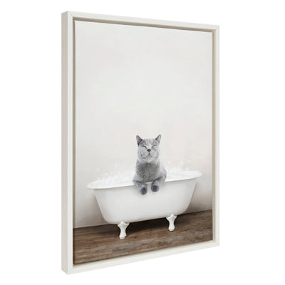 Sylvie Cat in Rustic Bath Framed Canvas by kateandlaurel - product image 13 for Resin Society