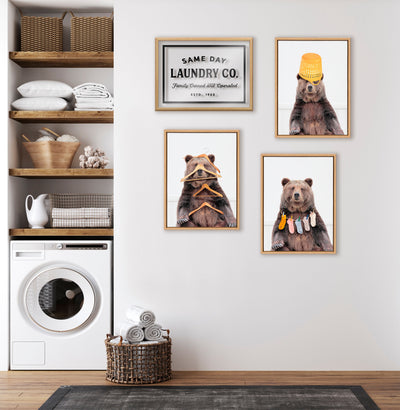 Sylvie Basket Case Bear Framed Canvas by kateandlaurel - product image 5 for Resin Society