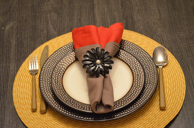 Vibhsa Black Floral Set of 4 Napkin Rings