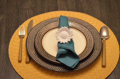 Vibhsa Sunflower White Napkin Rings Set of 4