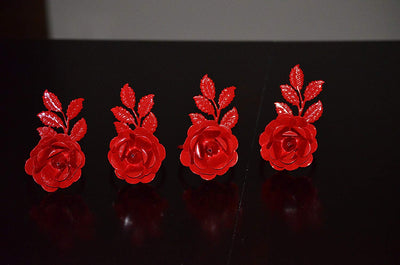 Vibhsa Red Rose Set of 4 Napkin Rings
