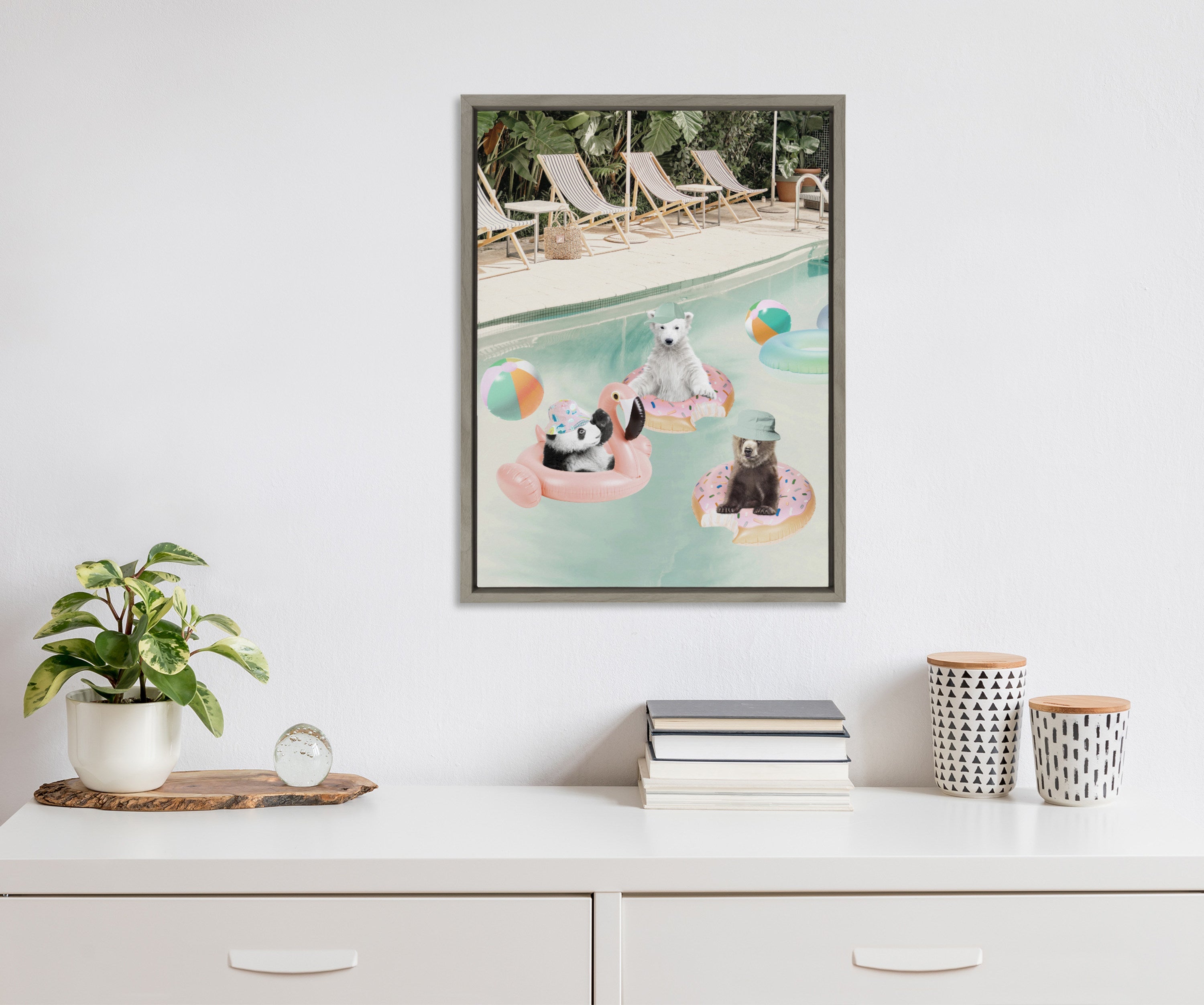 Sylvie Pool Party Framed Canvas by July Art Prints