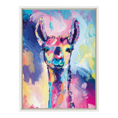 Sylvie Lolly The Llama Framed Canvas by Rachel Christopoulos by kateandlaurel - main product image for Resin Society