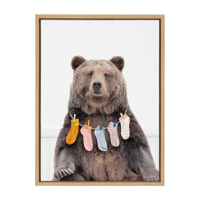 Sylvie Lost Socks Bear Framed Canvas by kateandlaurel - product image 2 for Resin Society