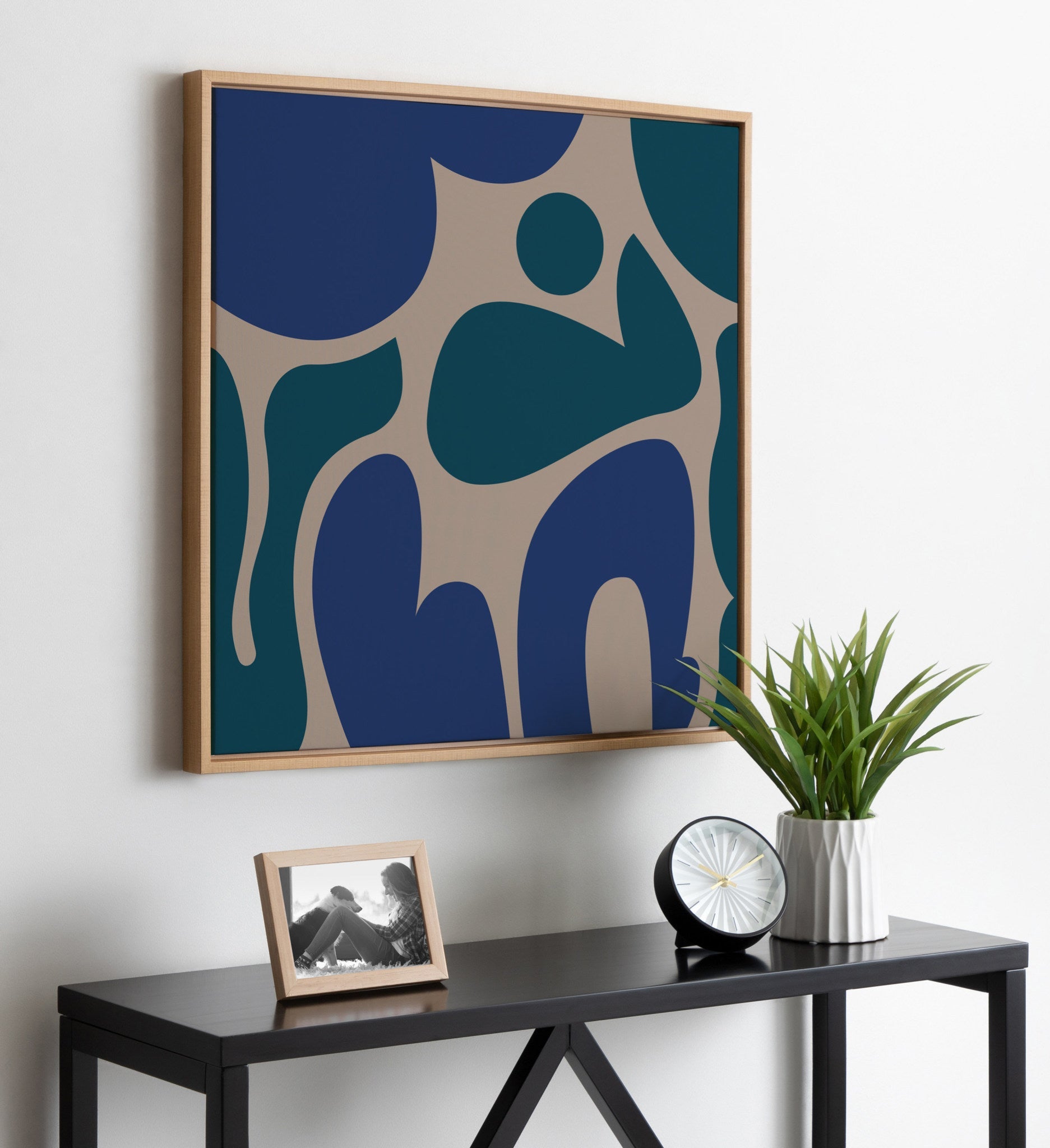 Sylvie Groovy Happy Abstract Blue and Green Framed Canvas by kateandlaurel - product image 5 for Resin Society