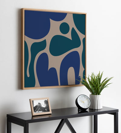 Sylvie Groovy Happy Abstract Blue and Green Framed Canvas by kateandlaurel - product image 5 for Resin Society