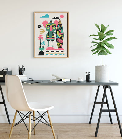 Sylvie Mid Century Modern Surf Koala Framed Canvas by kateandlaurel - product image 8 for Resin Society