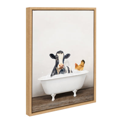 Sylvie Cow and Chicken in Rustic Bath Framed Canvas by kateandlaurel - product image 19 for Resin Society