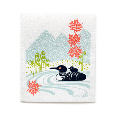 Loons on the lake Swedish Dishcloth by sweetgum home, LLC - main product image for Resin Society