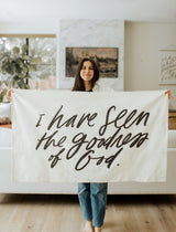 Large Canvas Banner featuring the text 'I have seen the goodness of God' in elegant script