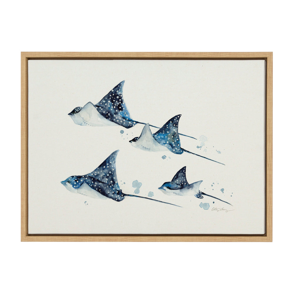 Sylvie Eagle Spotted Ray Family Framed Canvas by Cathy Zhang by kateandlaurel - main product image for Resin Society