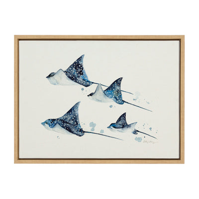 Sylvie Eagle Spotted Ray Family Framed Canvas by Cathy Zhang by kateandlaurel - main product image for Resin Society