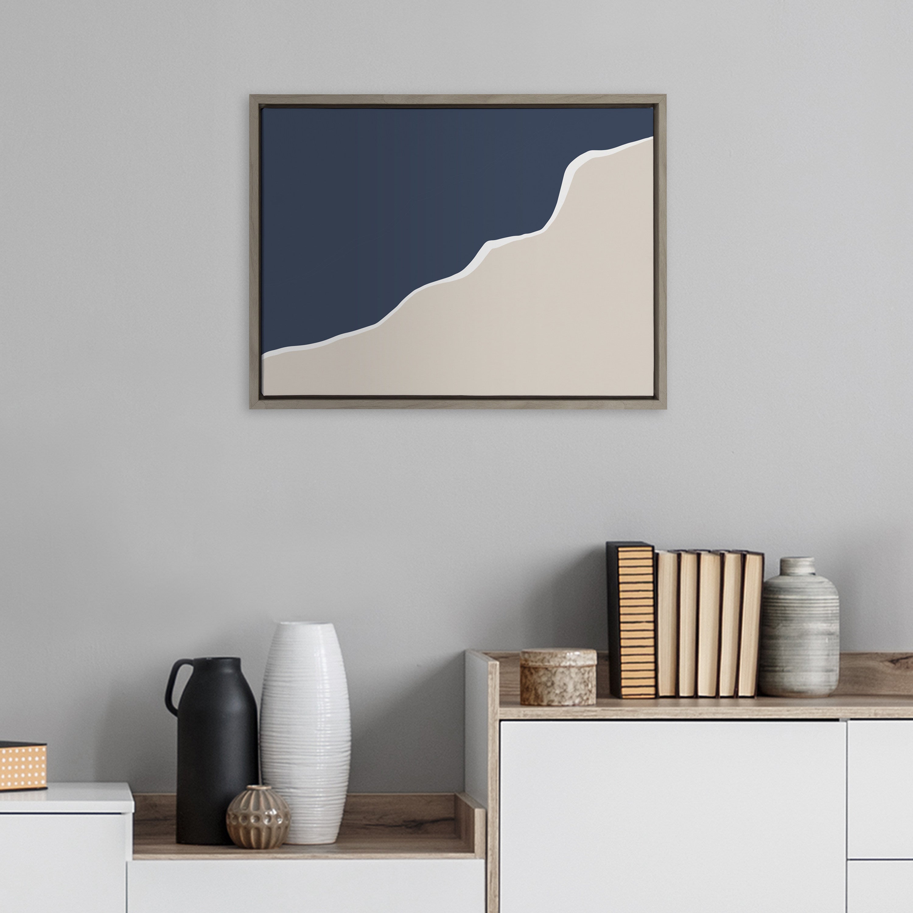 Sylvie Ocean and Beach Abstract Landscape Framed Canvas by kateandlaurel - product image 4 for Resin Society