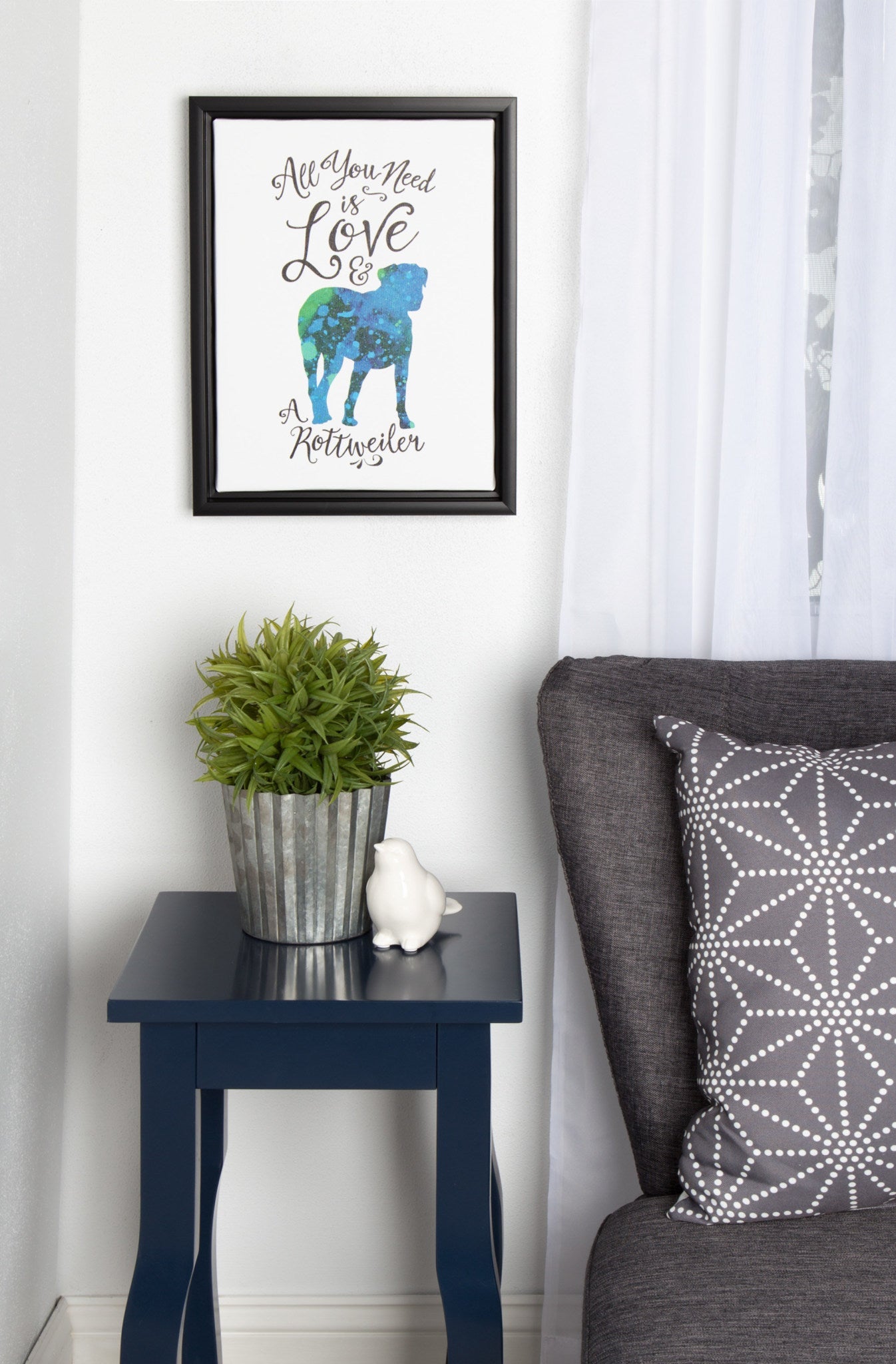 Sylvie Love and a Rottweiler Watercolor Framed Canvas, Black 11x14 by kateandlaurel - product image 5 for Resin Society