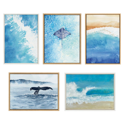 Sylvie Beaded All is Calm and Sky and Sea Framed Canvas Art Set by Julie Maida