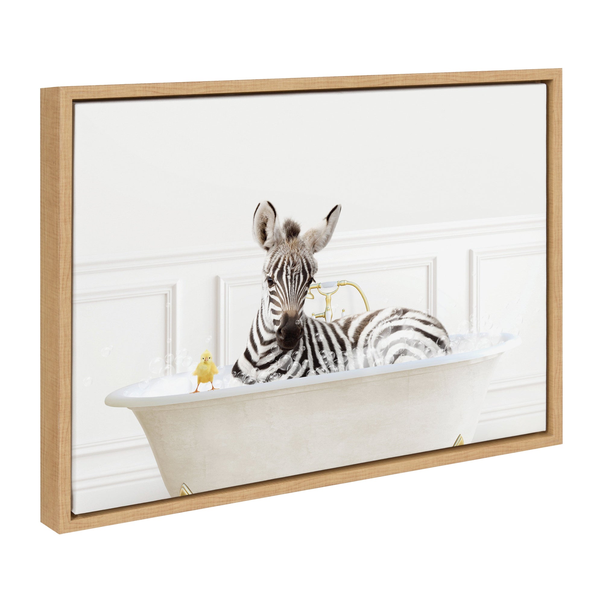 Sylvie Zebra In Bubble Bath Neutral Style Framed Canvas by kateandlaurel - main product image for Resin Society