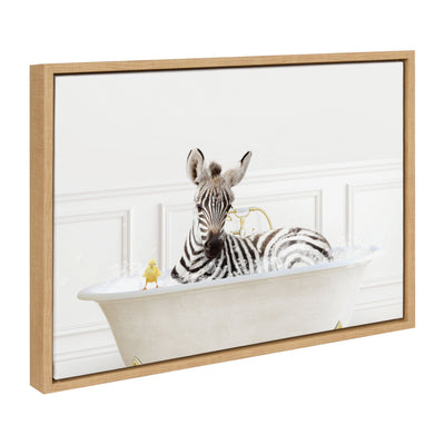 Sylvie Zebra In Bubble Bath Neutral Style Framed Canvas by kateandlaurel - main product image for Resin Society