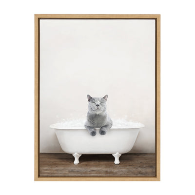 Sylvie Cat in Rustic Bath Framed Canvas by kateandlaurel - product image 8 for Resin Society
