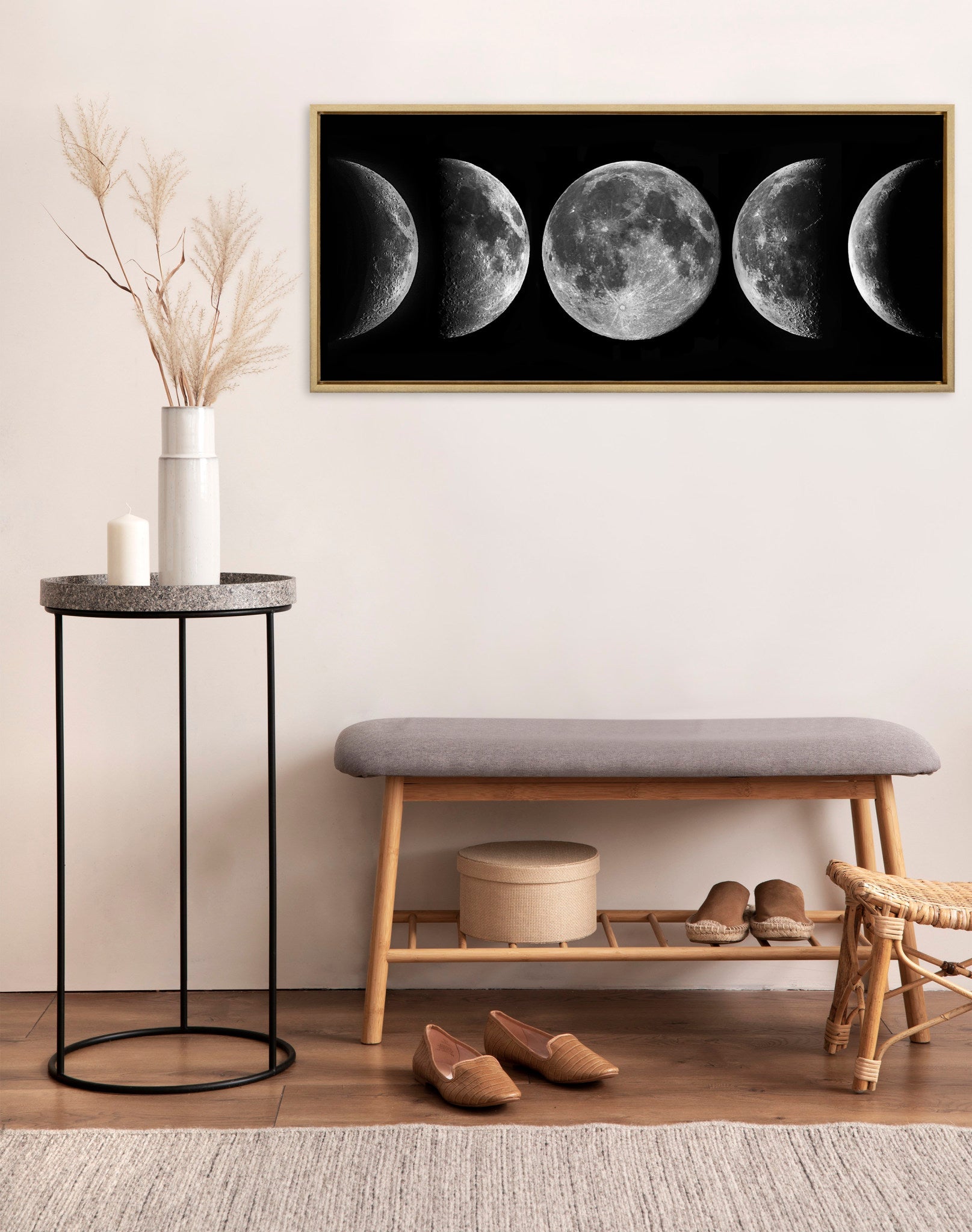 Sylvie Phases of the Moon Framed Canvas by The Creative Bunch Studio