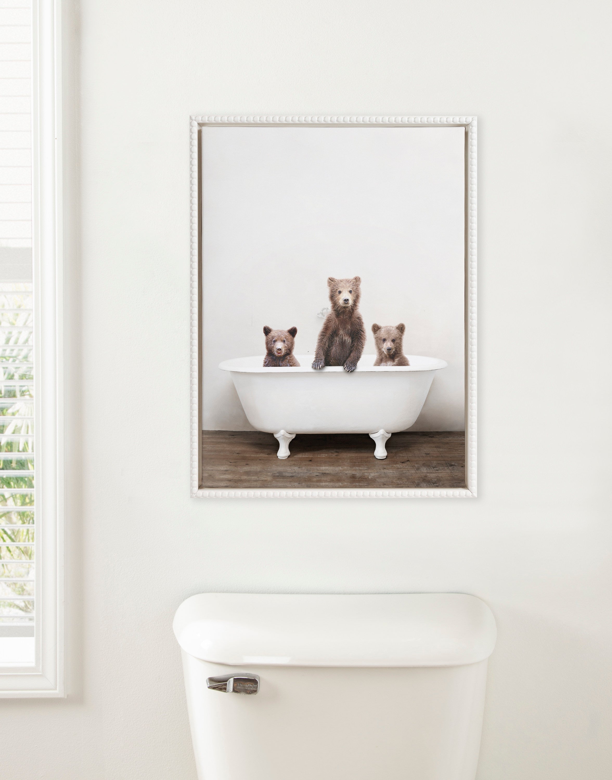 Sylvie Beaded Three Little Bears in Vintage Bathtub Framed Canvas by Amy Peterson