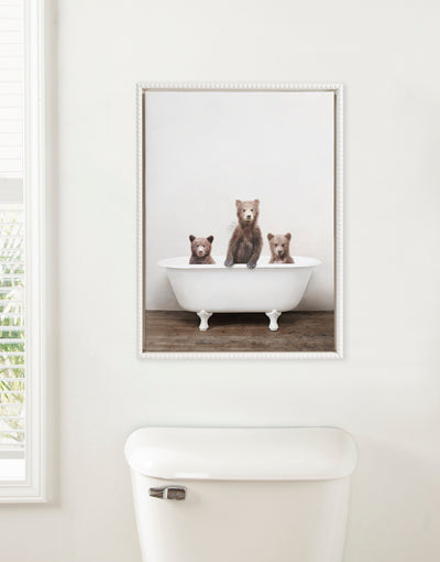Sylvie Beaded Three Little Bears in Vintage Bathtub Framed Canvas by Amy Peterson